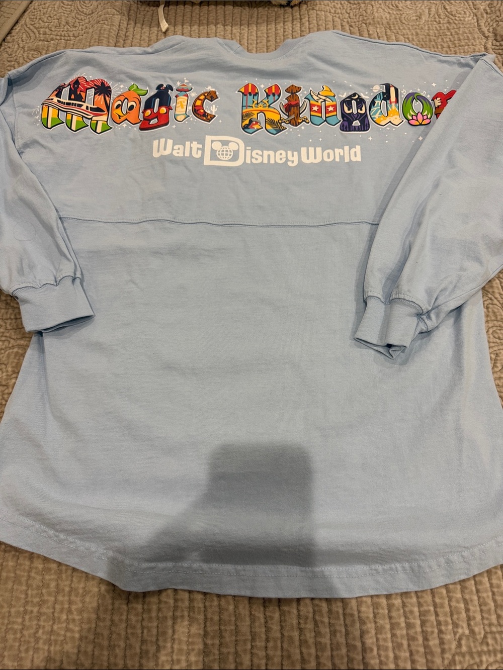 Disney Light Blue 'Magic Kingdom' Long Sleeve Tee with Colorful Park Lettering